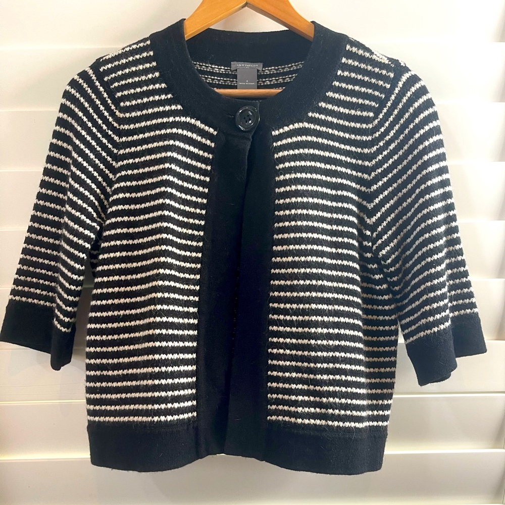 Ann Taylor black & white striped sweater